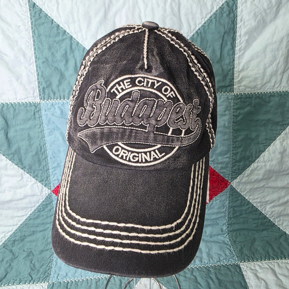 Robin Ruth The City of Budapest Original Black Denim Baseball Cap Hat Adjustable